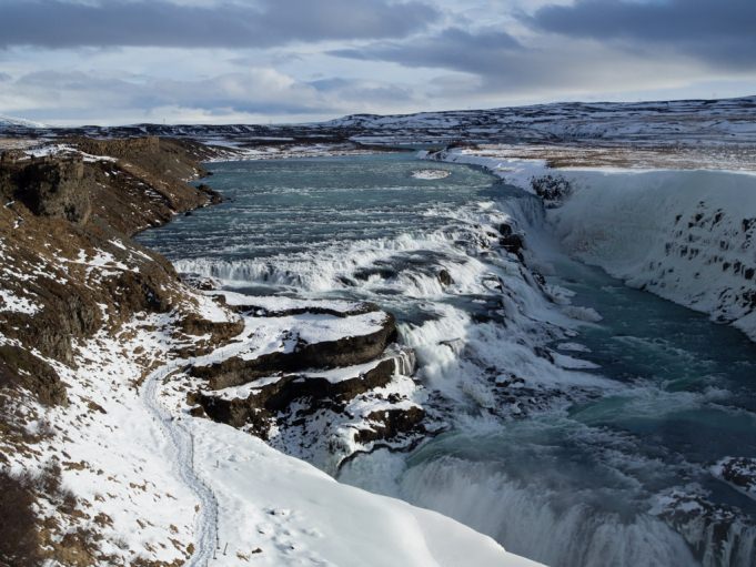 La cascade Gullfoss en Islande, pendant l'hiver